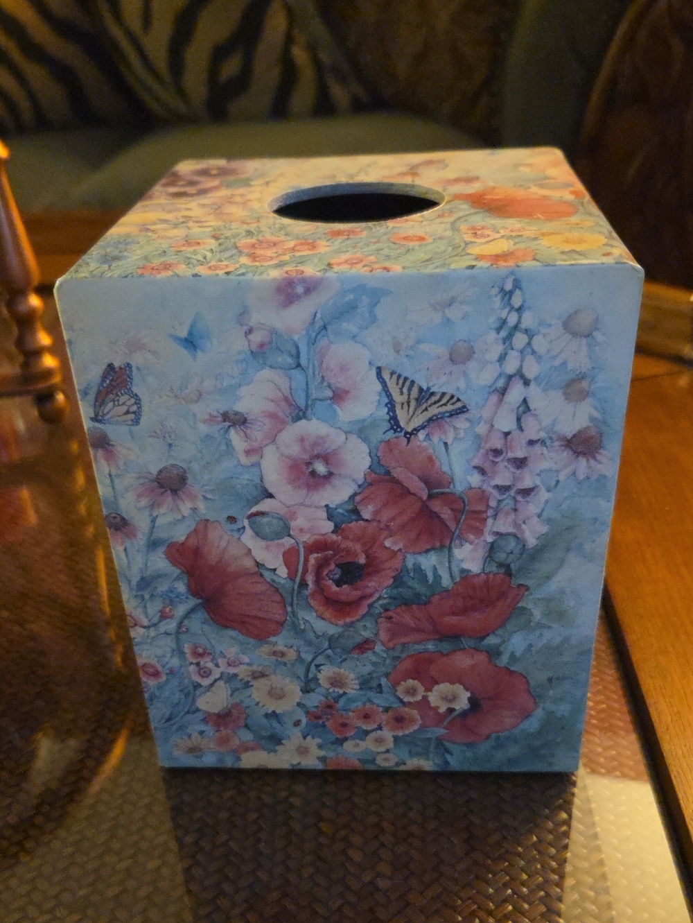 Floral Red & Blue Decorative Tissue Box Cover By BOB'S BOXES